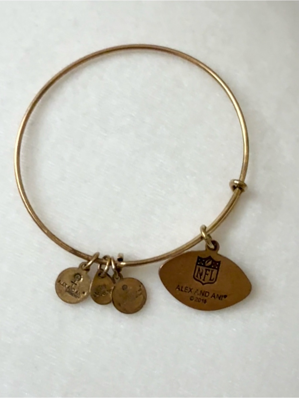 Alex and Ani Denver Broncos NFL Football Charm Bangle Rafaelian Gold - Picture 4 of 6
